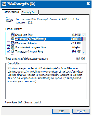 Opravte chybu Vyčištění disku 3.99 TB využívané aktualizacemi systému Windows v systému Windows 10