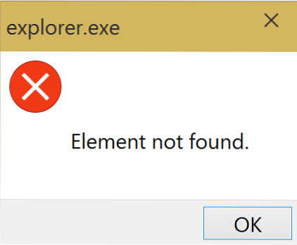 Correggi l'errore dell'elemento non trovato su Windows 10