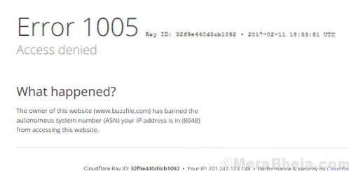 Remediați eroarea 1005 „Acces refuzat” Mesaj de eroare în timp ce deschideți site-urile web pe computerul Windows