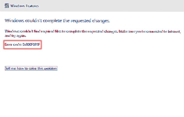 Fix - Foutcode 0x800F081F tijdens installatie .NET Framework