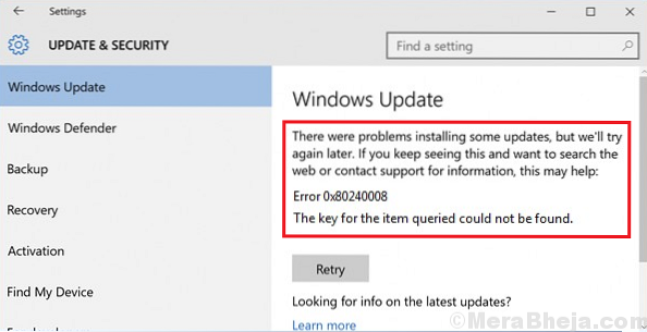 Remediați codul de eroare 0x80240008 pentru actualizările Windows 10