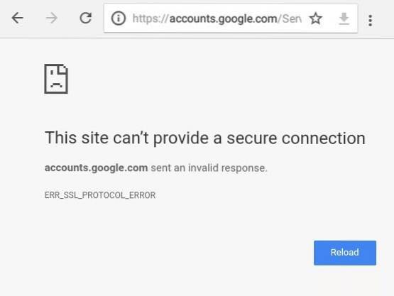 Korrigieren Sie ERR_SSL_PROTOCOL_ERROR in Google Chrome