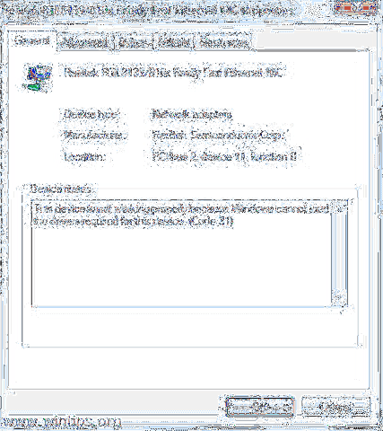 Fix Ethernet Error Code-31 in Windows 10