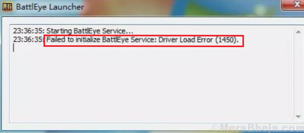 Correction de l'échec de l'initialisation de l'erreur de chargement du pilote de service BattlEye (1450) dans Windows 10