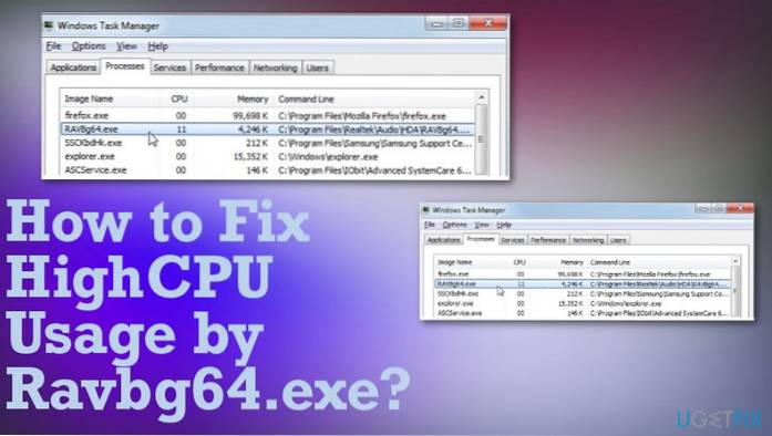 Løs høy CPU-bruk av RAVBg64.exe i Windows 10