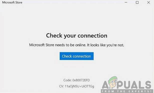 Corrigir a loja da Microsoft Verifique sua conexão 0x80072EFD no Windows 10