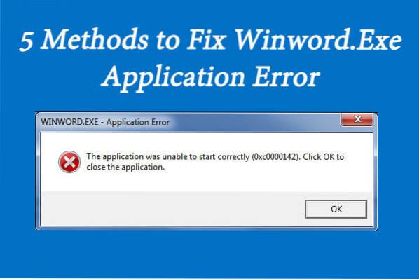 Fix Microsoft Word WinWord.exe Application Error in Windows 10