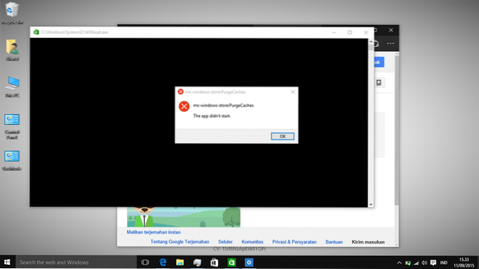 Remedierea aplicației ms-windows-storepurgecaches nu a pornit pe Windows 10