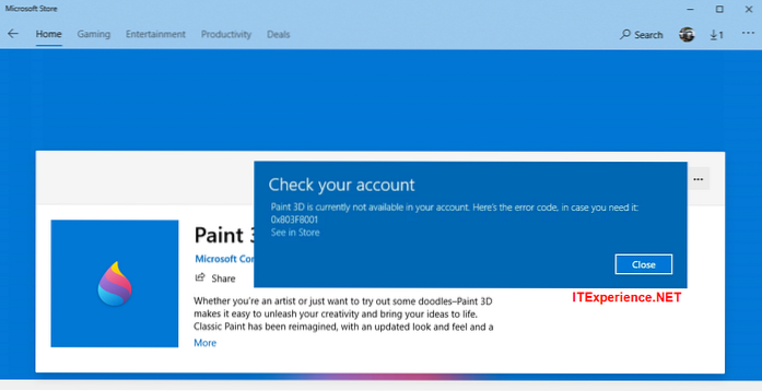 Reparar el código de error de Paint 3D 0x803F8001 en Windows 10