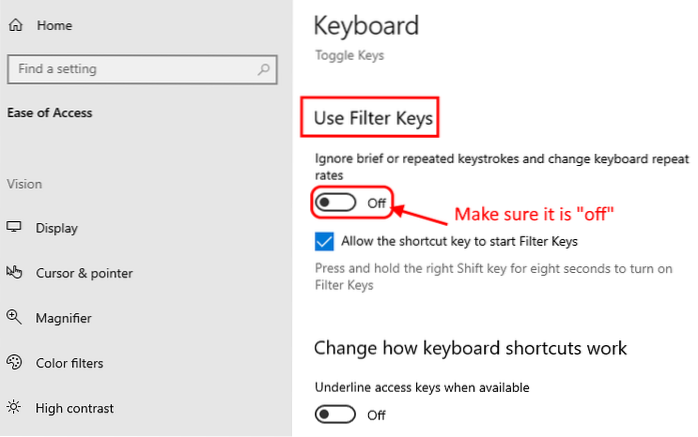 Correction du retard du clavier lent dans Windows 10