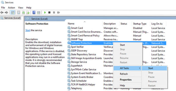 Corrigir problema de serviço de proteção de software no Windows 10