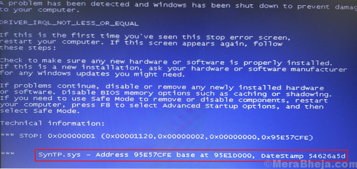 Ret SYNTP.SYS Blue Screen of Death Error i Windows 10