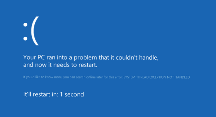 Fix “System Thread Exception not handled” in Windows 10