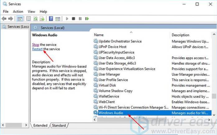 Fix “The Audio service is not running” on Windows 10