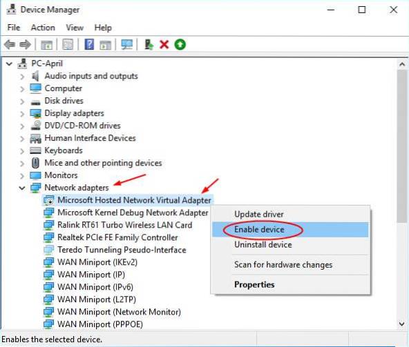 Fix 'The hosted network couldn't be started' error in Windows 10