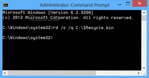 Løs papirkurven er beskadiget i Windows 10