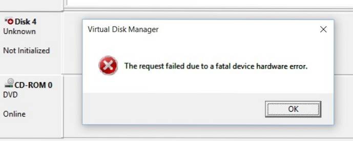 Fix The request failed due to a fatal device hardware error in Windows 10