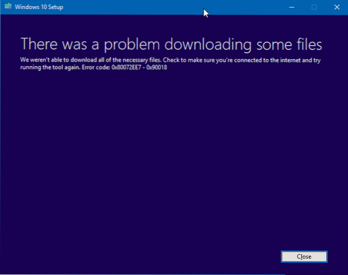 Åtgärda Det fanns ett problem med att hämta vissa filer Fel i Media Creation Tool