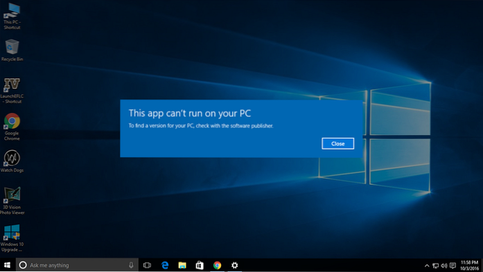 Risolvi questa app non può essere eseguita su questo errore del PC in Windows 10