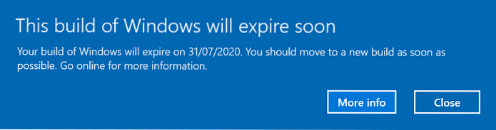 Fix 'This build of Windows will expire soon' problem in Windows 10