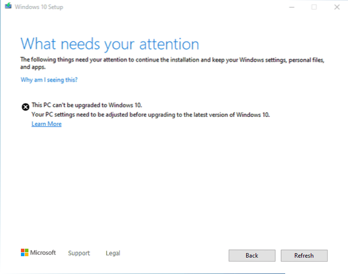 Risolvi questo PC non può essere aggiornato a Windows 10