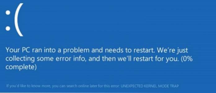 Opravte chybu UNEXPECTED_KERNEL_MODE_TRAP v systému Windows 10