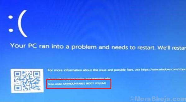 Corrigir UNMOUNTABLE_BOOT_VOLUME erro de tela azul do Windows 10