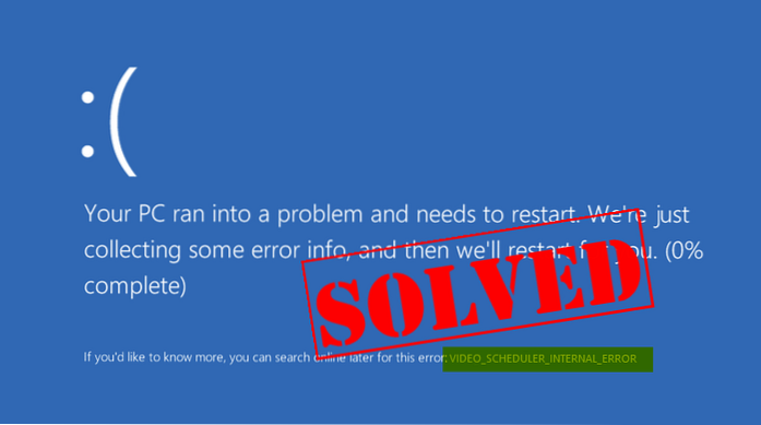 Corrigir erro interno do programador de vídeo no Windows 10 [resolvido]