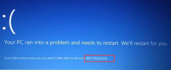 Fix WDF_VIOLATION Bluescreen error in Windows 10