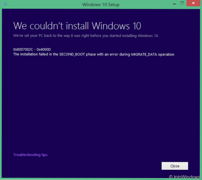 Solución no pudimos instalar el error de Windows 10 (0x8007002C - 0x400D)