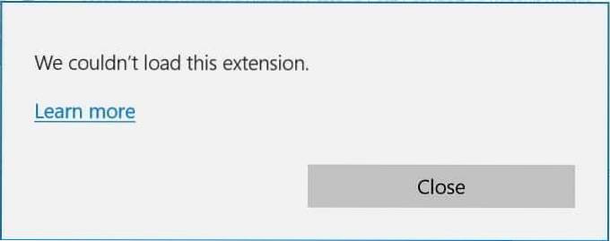 Fix Vi kunne ikke indlæse denne udvidelsesfejl i Edge Browser