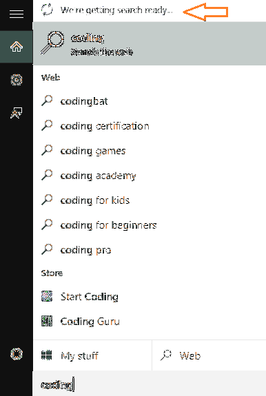 Risolto il problema con il messaggio di ricerca Stiamo preparando la ricerca in Windows 10
