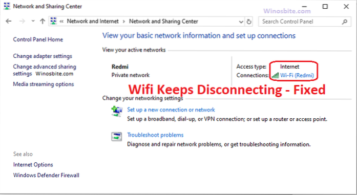 Fix WiFi is disconnecting frequently in Windows 10