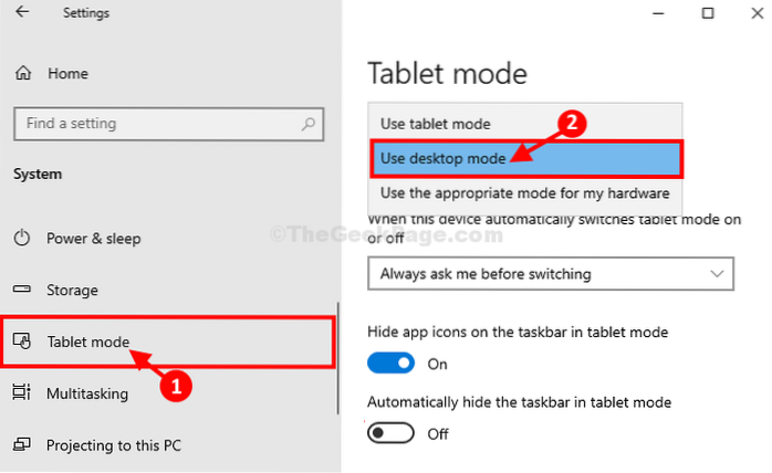 Fix Windows 10 stuck in Tablet Mode problem in Windows 10