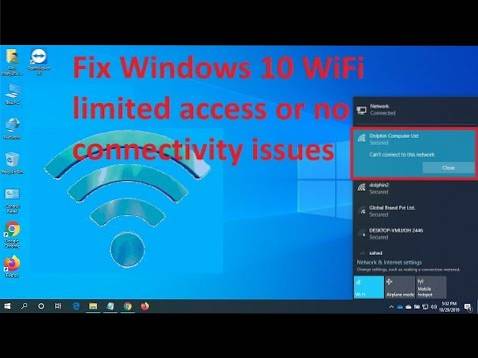 Fix Windows 10 WiFi limited access or no connectivity issues