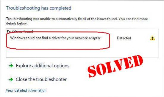 Corrigir que o Windows não conseguiu encontrar um driver para o adaptador de rede no Windows 10