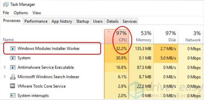Remediați Windows Modules Installer Worker cu o utilizare ridicată a procesorului pe Windows 10