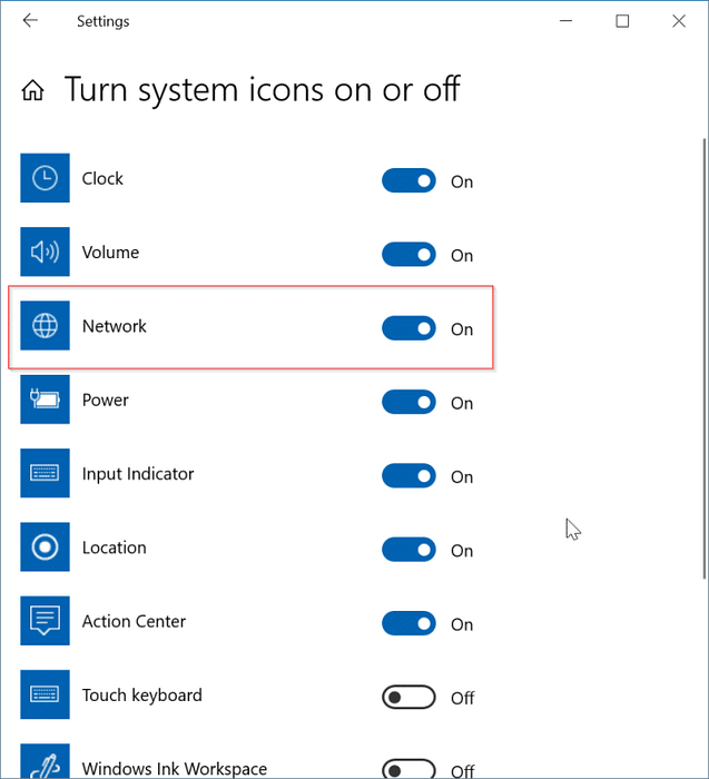 Correggi l'icona wireless mancante dalla barra delle applicazioni in Windows 10