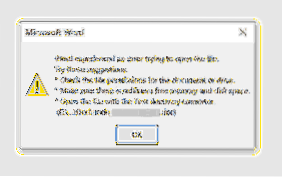 Fix 'Word experienced an error trying to open the file' on Windows 10