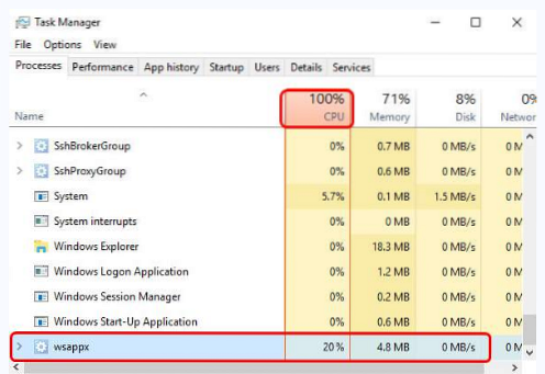 Opravte problém s vysokým využitím disku WSAPPX v systému Windows 10