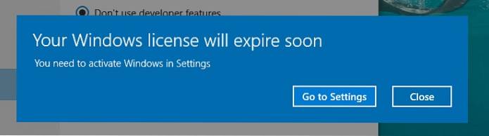 Corrigir o erro 'Sua licença do Windows expirará em breve' no Windows 10