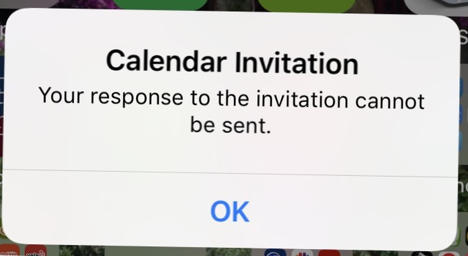 [CORRIGIDO] Sua resposta ao convite não pode ser enviada