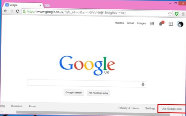 Tving nettleseren din til å bruke Google.com Og Ignorer posisjonen din