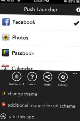 Holen Sie sich App-Verknüpfungen im iPhone Notification Center ohne Jailbreak mit Push Launcher