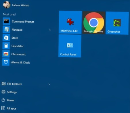 Obtenga iconos grandes en mosaicos de aplicaciones en el menú Inicio en Windows 10