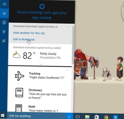 Holen Sie sich Wetter für mehrere Städte in Cortana in Windows 10