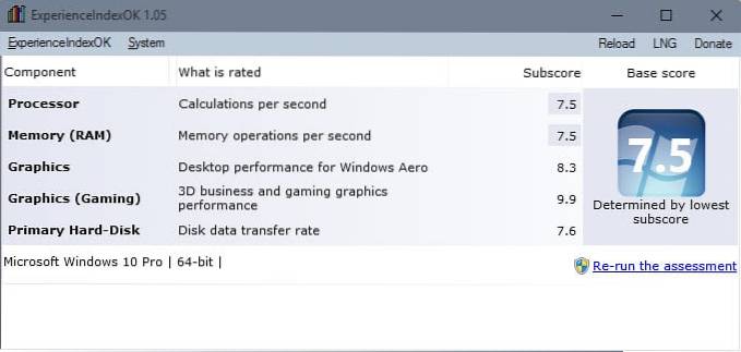 Get Windows Experience Index In Windows 10