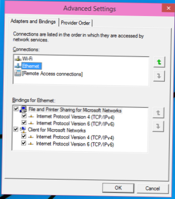Giv Ethernet højere prioritet end WiFi-forbindelse i Windows 10