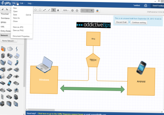 Gliffy Diagrams é um aplicativo de diagramação completo baseado no Chrome