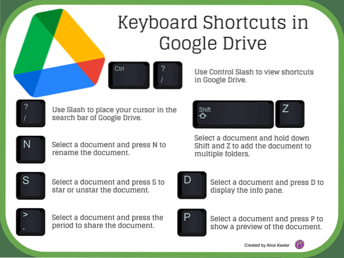 Google Drive Keyboard Shortcuts